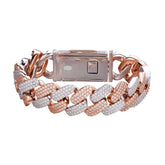 18mm Rose Two Tone Miami Cuban Moissanite Bracelet 8.5"